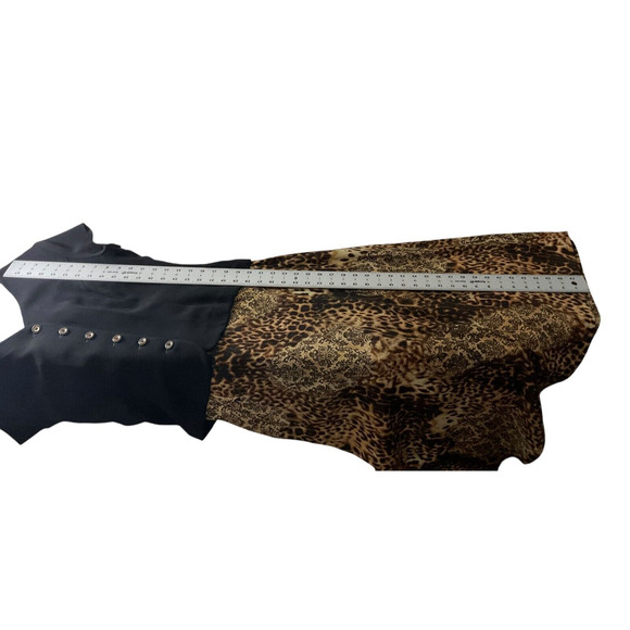 Danny & Nicole Women's 10 Black Gold Dress Button Front Leopard Print Skirt - Picture 8 of 10